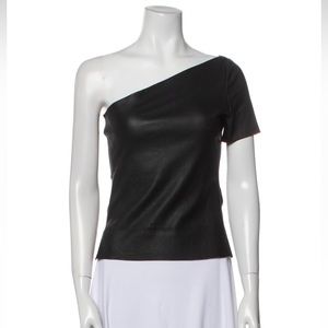 Helmut Lang Leather One-Shoulder Top Size S
